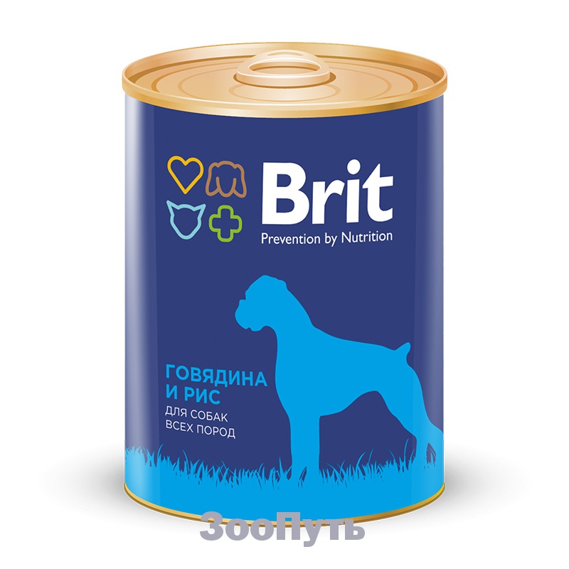 Фото: Консервы для собак с говядиной и рисом Brit, 850 г. Магазин для животных ЗооПуть