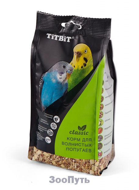 Фото: TITBIT Корм для волнистых попугаев Classic, 500 г. Магазин для животных ЗооПуть