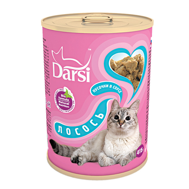 Фото: Darsi Консервы для кошек «Лосось», 415 г. Магазин для животных ЗооПуть