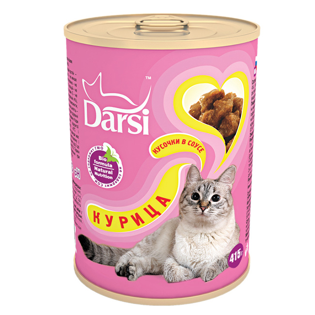 Фото: Darsi Консервы для кошек «Курица», 415 г. Магазин для животных ЗооПуть