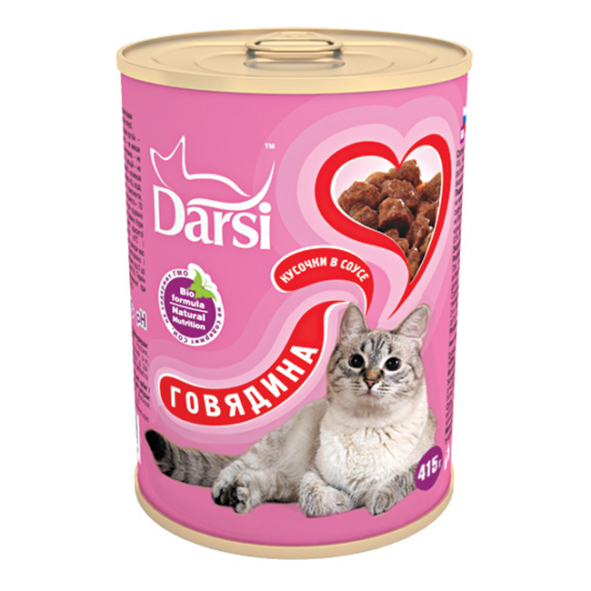 Фото: Darsi Консервы для кошек «Говядина», 415 г. Магазин для животных ЗооПуть