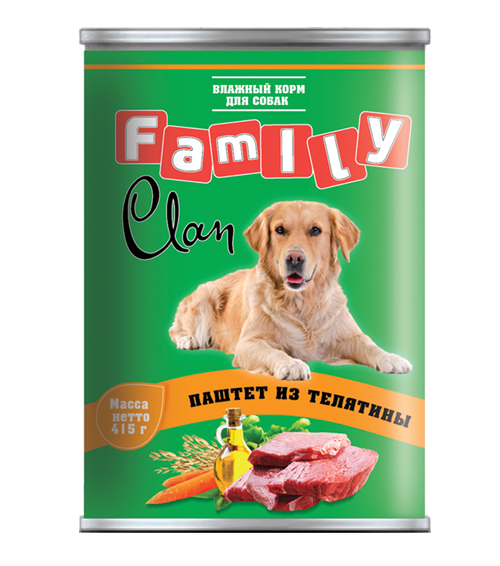 Фото: Clan Family Консервы для собак с телятиной, 415г. Магазин для животных ЗооПуть