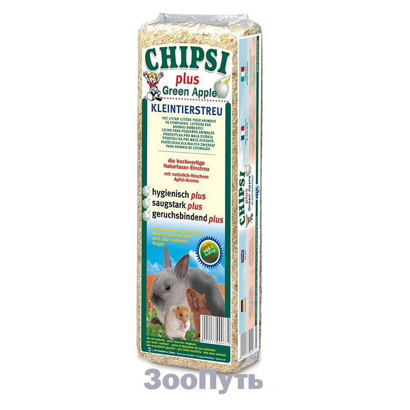 Фото: Наполнитель Chipsi Plus Green Apple для грызунов, 1 кг . Магазин для животных ЗооПуть