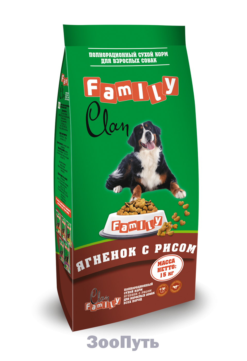 Фото: Clan Family сухой гипоаллергенный корм для взрослых собак, 15 кг. Магазин для животных ЗооПуть